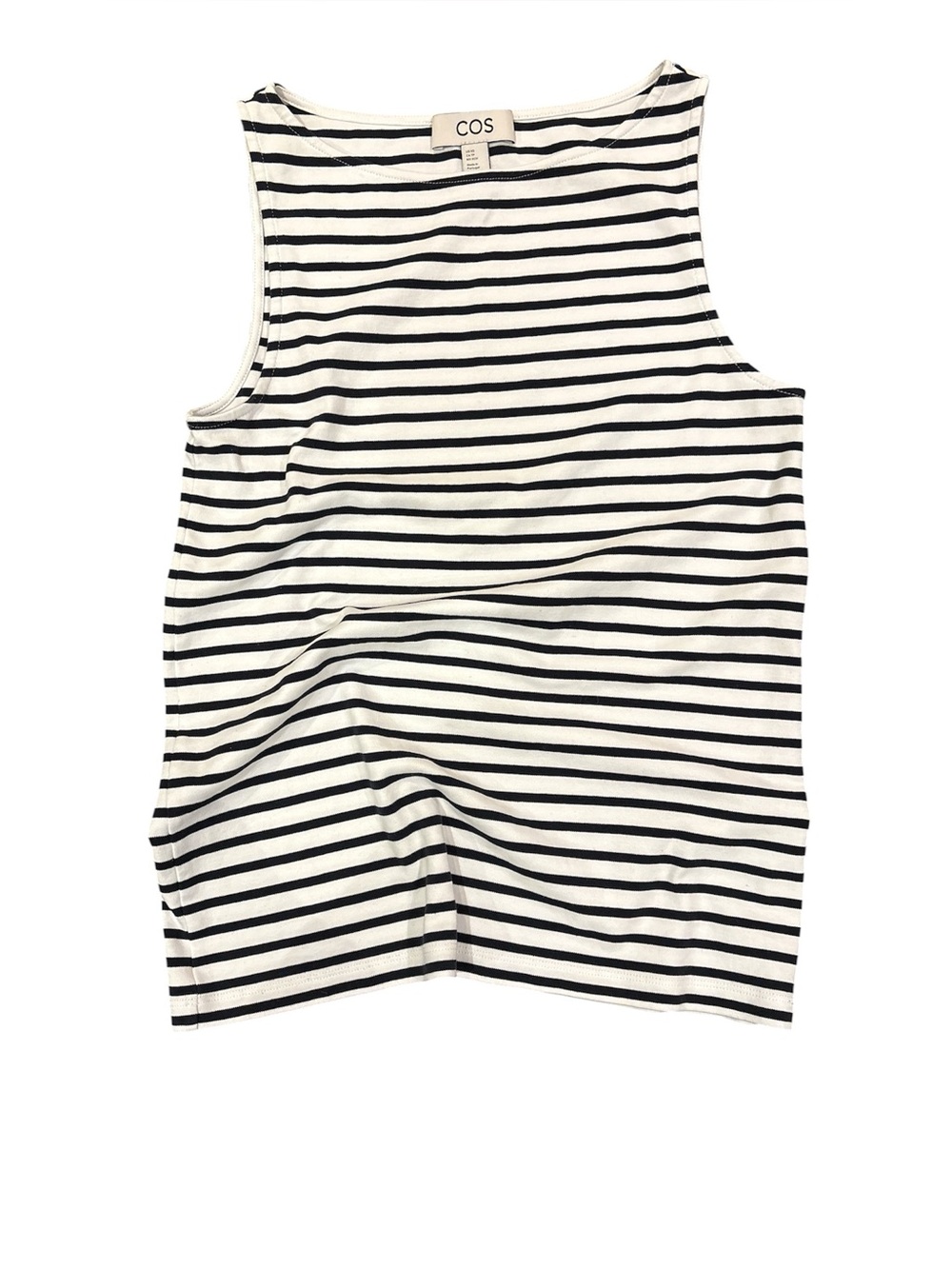 COS Boat neck black & white striped tank top, size XS